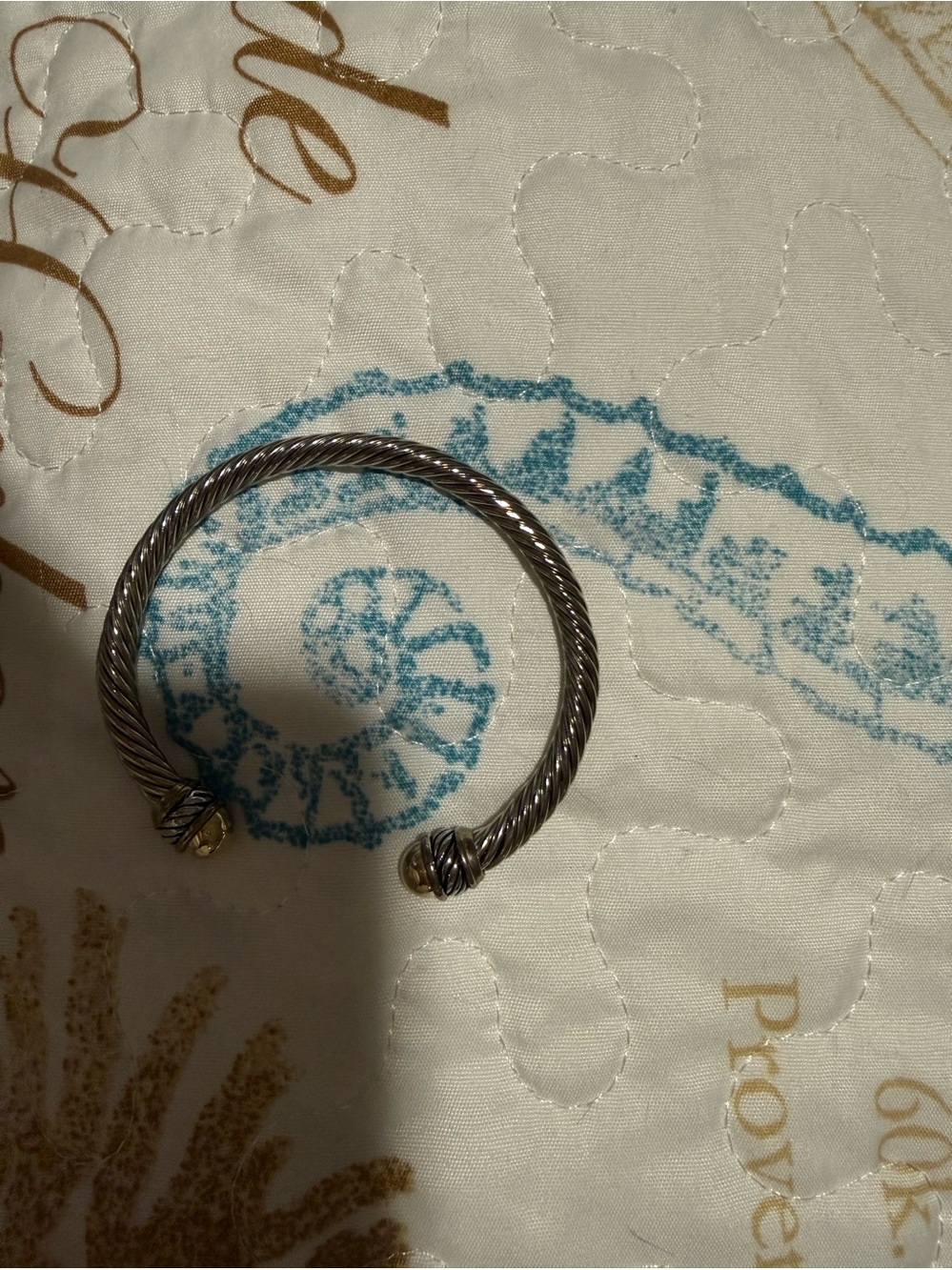 Twisted Cable Cuff Bracelet in Silver with Gold Accents - Picture 4 of 6